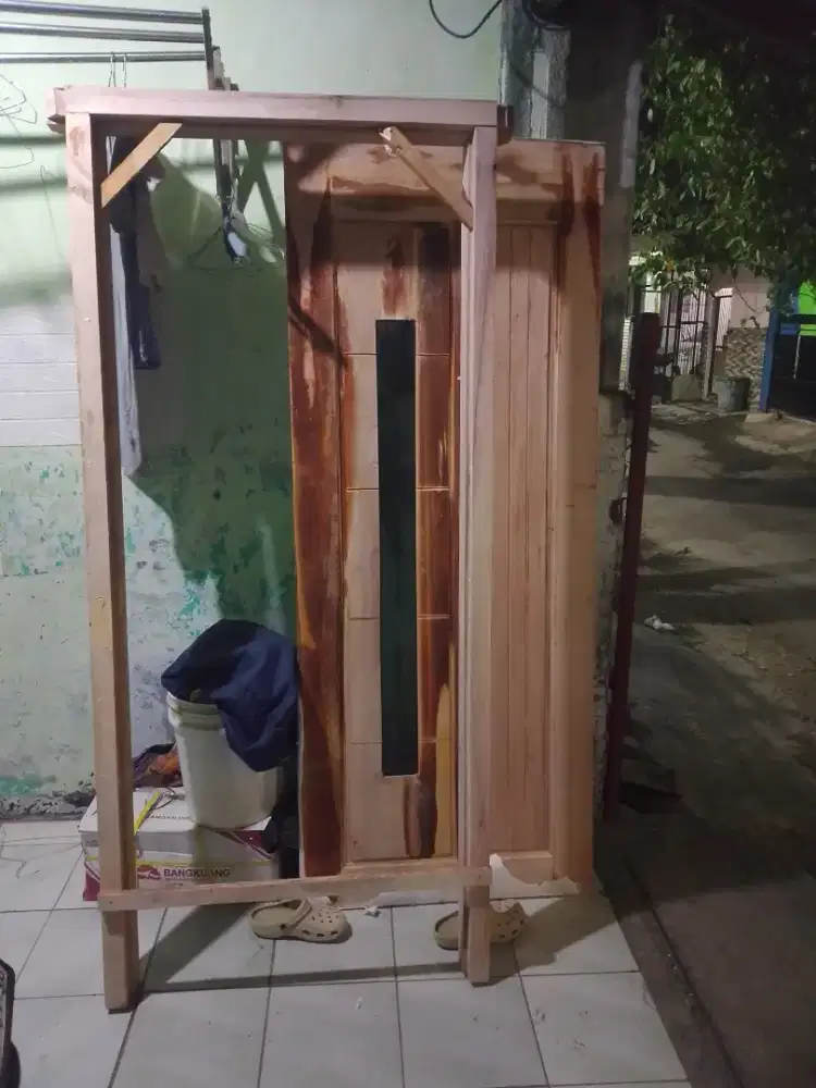 Pintu single 200x80x3.5cm mahoni