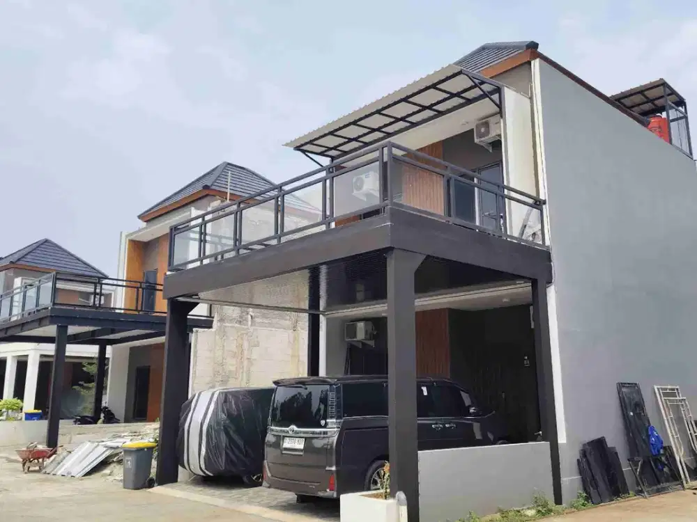 Rumah cluster mewah super strategis pinggir jalan raya utama kampung sawah