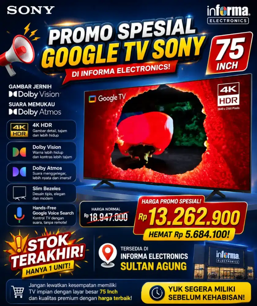 SONY GOOGLE TV 75INCH PROMO DISPLAY