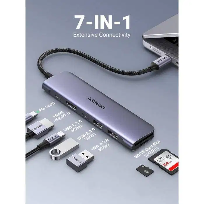 UGREEN USB-C Hub 7 in 1 Multifunction Adapter - 15214