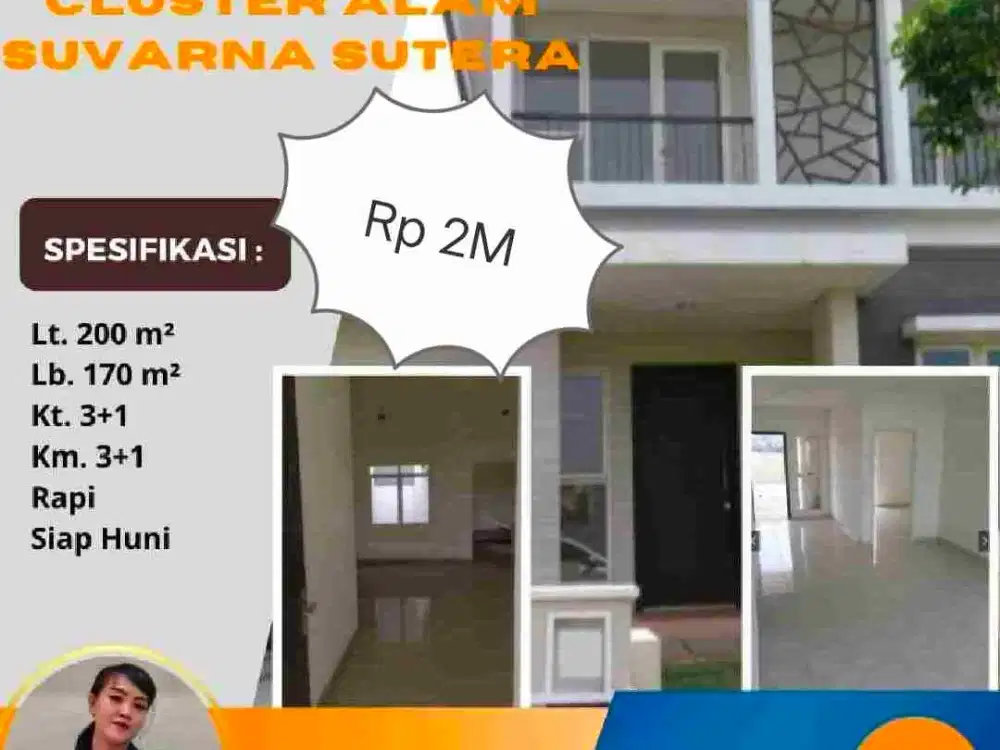Rumah Dijual Cluster Alam Suvarna Sutera Lt.200 Lavon Cikupa Tangerang