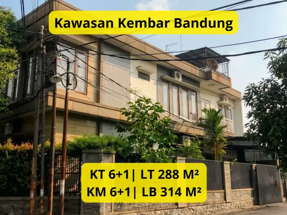 Dijual Rumah Luas 2,5 Lantai di Kawasan Kembar Bandung LB 314 m² | 8 KT | Carport 3 Mobil | SHM |