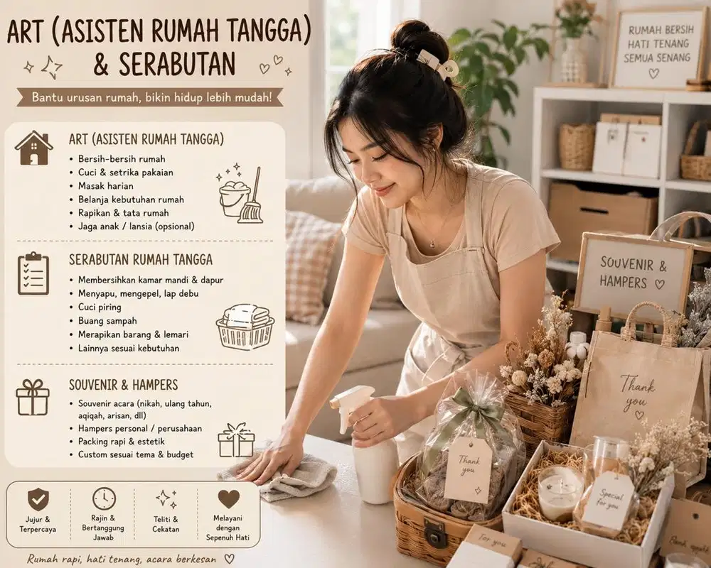 Dibutuhkan Asisten / pembantu rumah & kantor