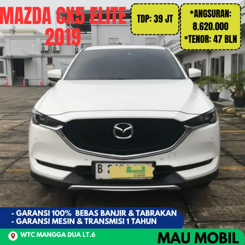 Pajak 1 THN, TDP 39JT, Mazda CX5 Elite 2019/2020 Putih, KM 55rb