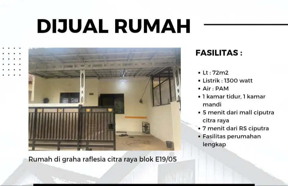 Dijual Rumah di Graha Raflesia Citra Raya, Cikupa