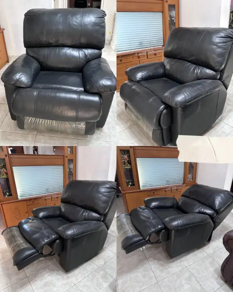 Sofa kursi hitam kulit santai