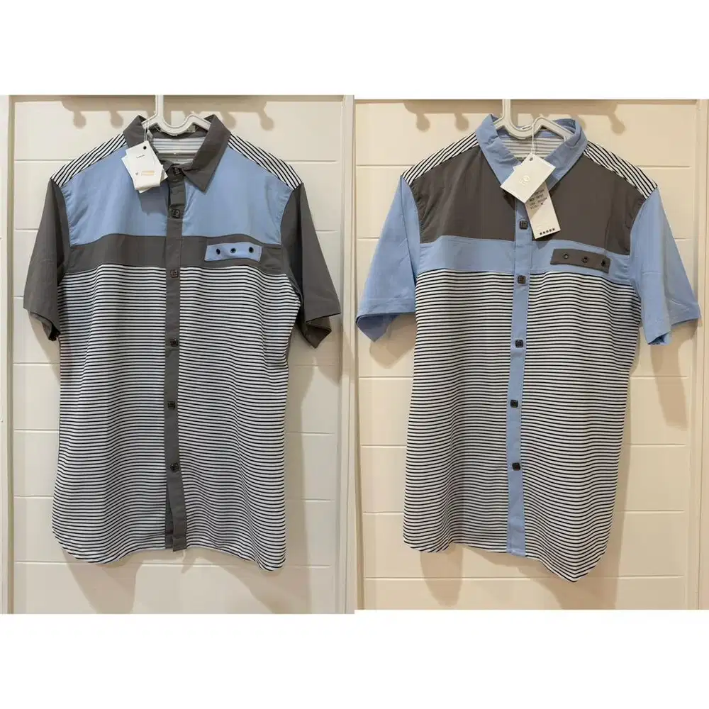 Baju kemeja import salur stripes pria lengan pendek merk NXNITROX