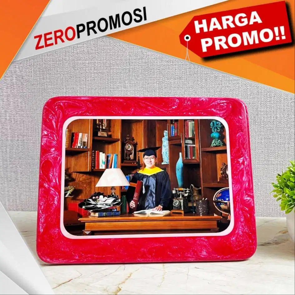 Souvenir Photoblock Glasswood Mutiara Full Color Custom Foto & Logo
