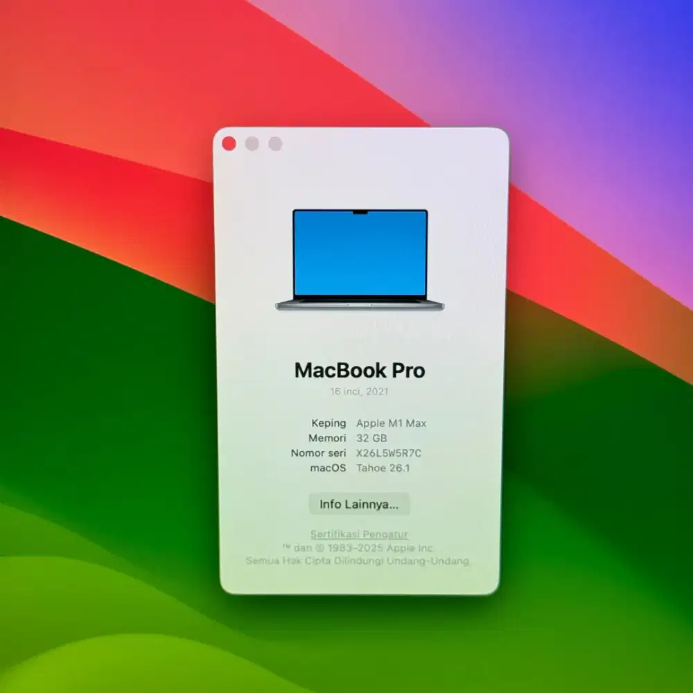 Macbook M1 Pro Max 16 Inch Ram 32 Ssd 512 lengkap full set Space Grey