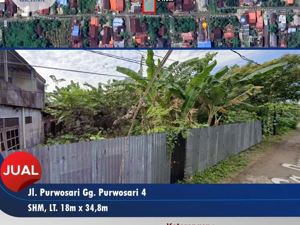 Tanah Kawasan Ramai Rumah Penduduk Akses Mudah Tengah Kota di Purwosari, Pontianak