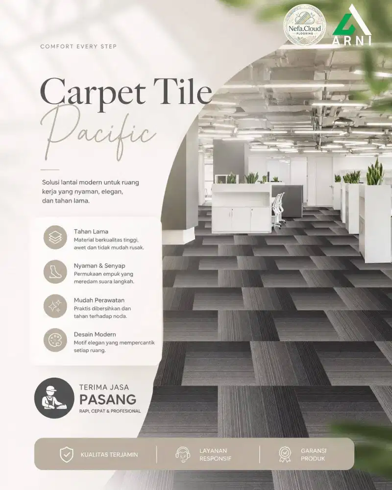 Carpet Tile Pacific 50 x 50cm Motif Modern / Karpet Lantai Kantor, DLL