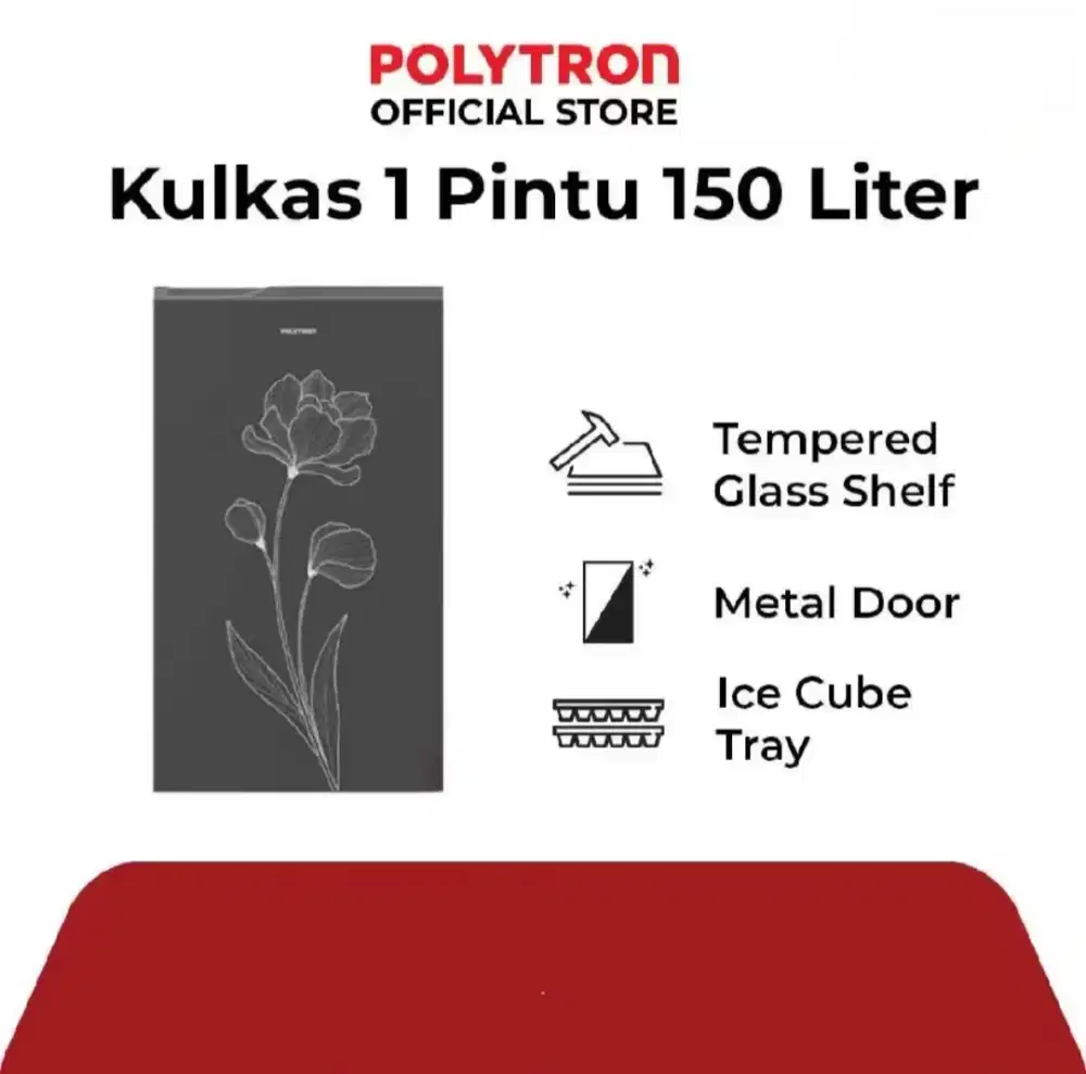 KULKAS 1 PINTU POLYTRON METALLIC SERIES PRB 157TY
