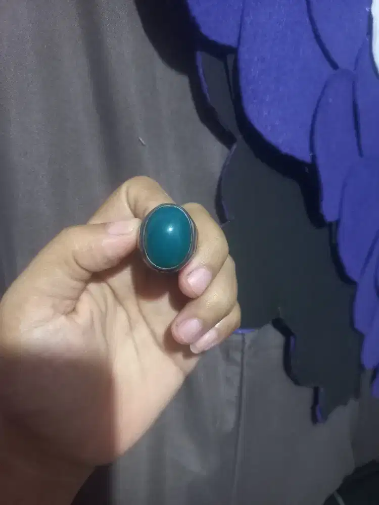 Cincin Batu Bacan Dokoh Ijo Air Natural Tembus Senter