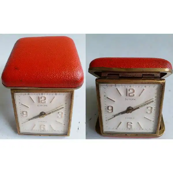 Jam saku wekker traveling tahun 50'an merk EUROPA Germany 2 jewels