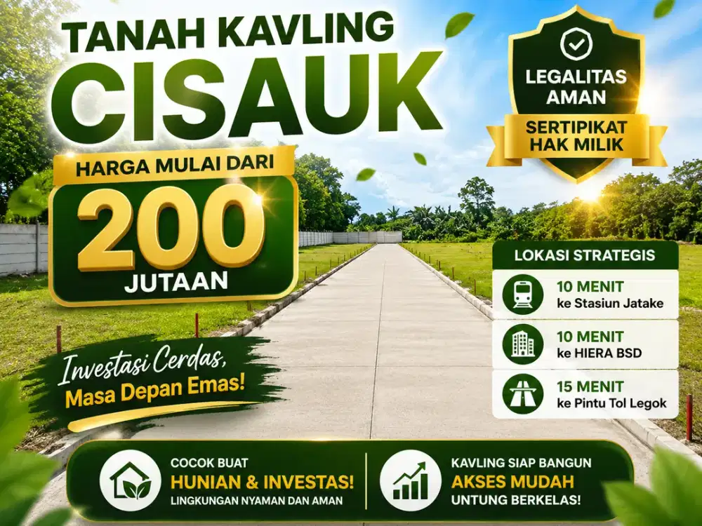 Tanah Kavling Pinggir Jalan 200 Jt-an Dekat HIERA BSD, SHM