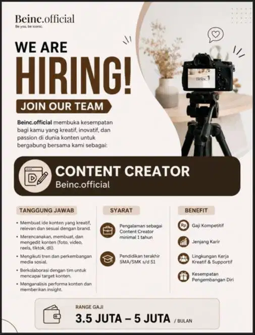 LOWONGAN KERJA CONTENT CREATOR
