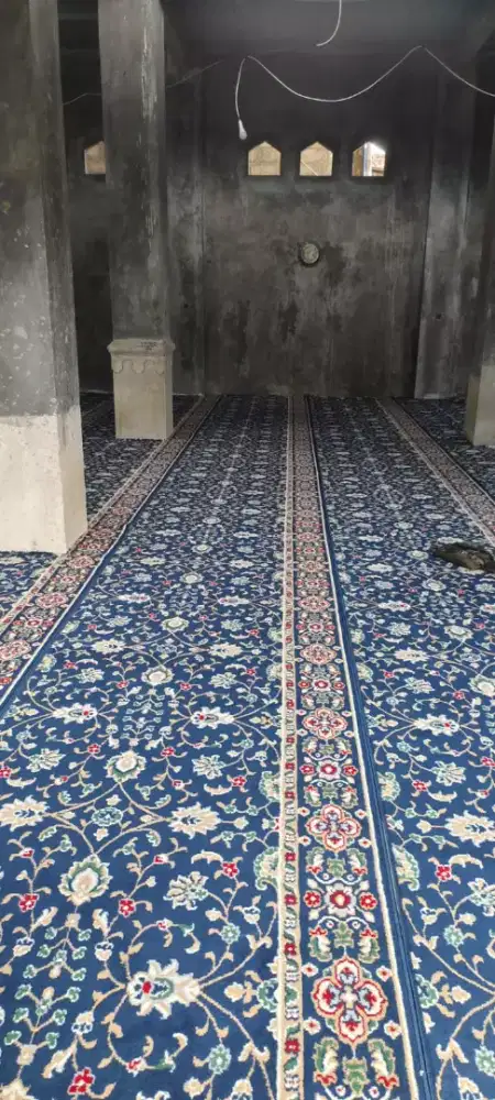 jual krpetmasjid model baru 115 biru tabur bunga