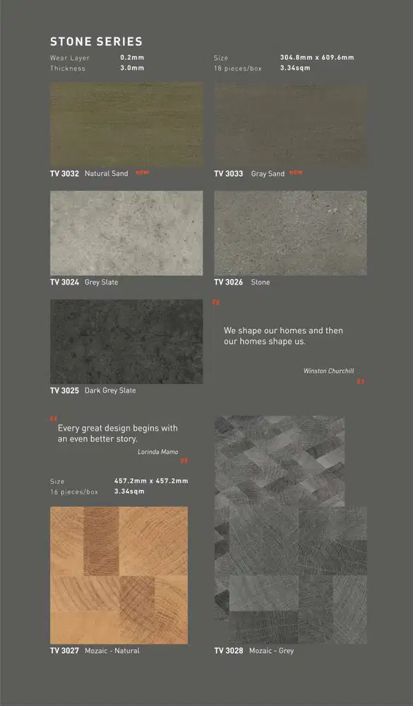 TACO Lantai Vinyl 3mm Motif Stone Harga Permeter