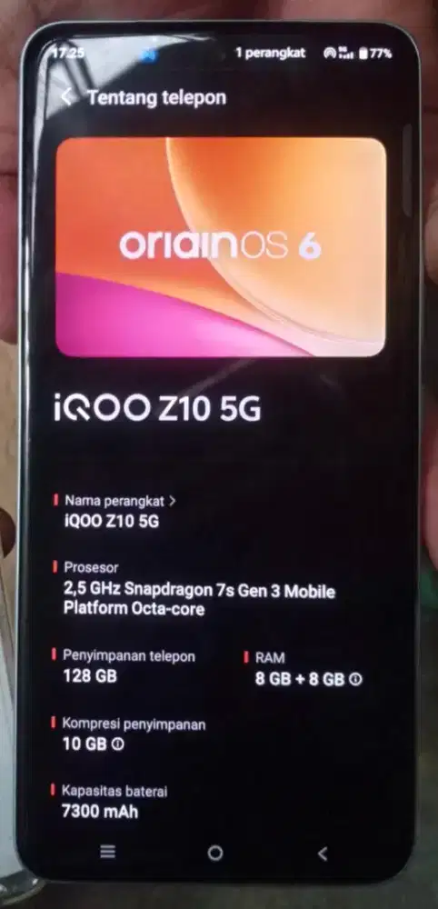Dijual HP IQOO Z10 5G ram 8+8/128 GB