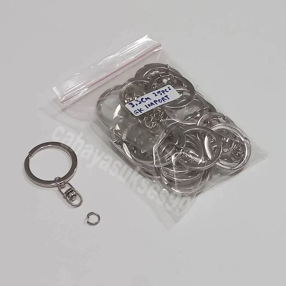 Gantungan Kunci Gepeng Pipih 3,3cm Souvenir Keychain Ring Import 25pcs
