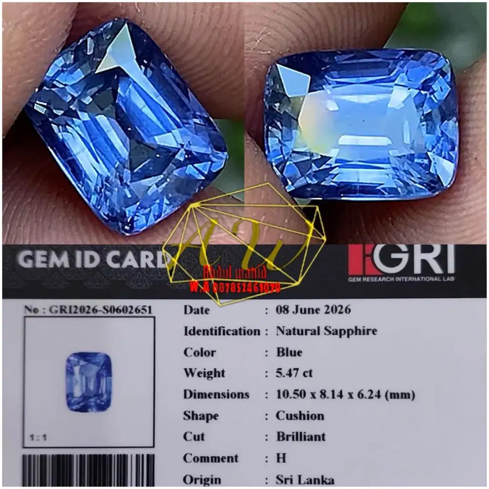 Natural blue sapphire srilanka 5,47carat eye clean super kristal
