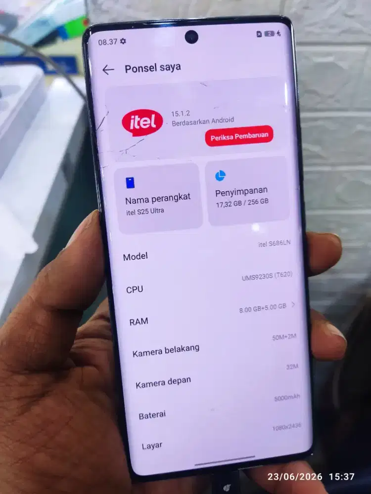 itel s25 ultra 8gb 256gb minus lcd retak sentuhan normal lcd amoled