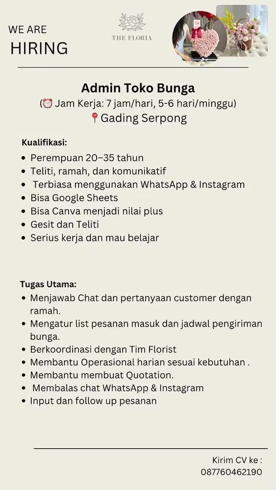 DICARI ADMIN TOKO BUNGA