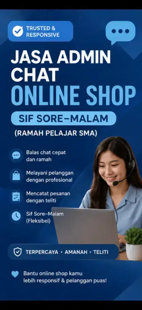Jasa Admin Chat Online Shop Sif Sore-Malam (Ramah Pelajar SMA)