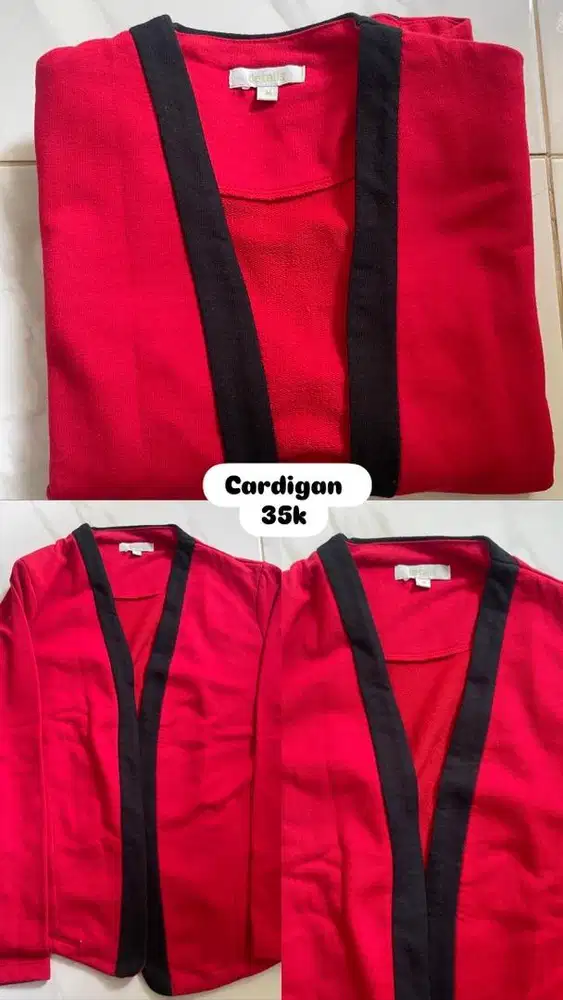 Cardigan merah merk details
