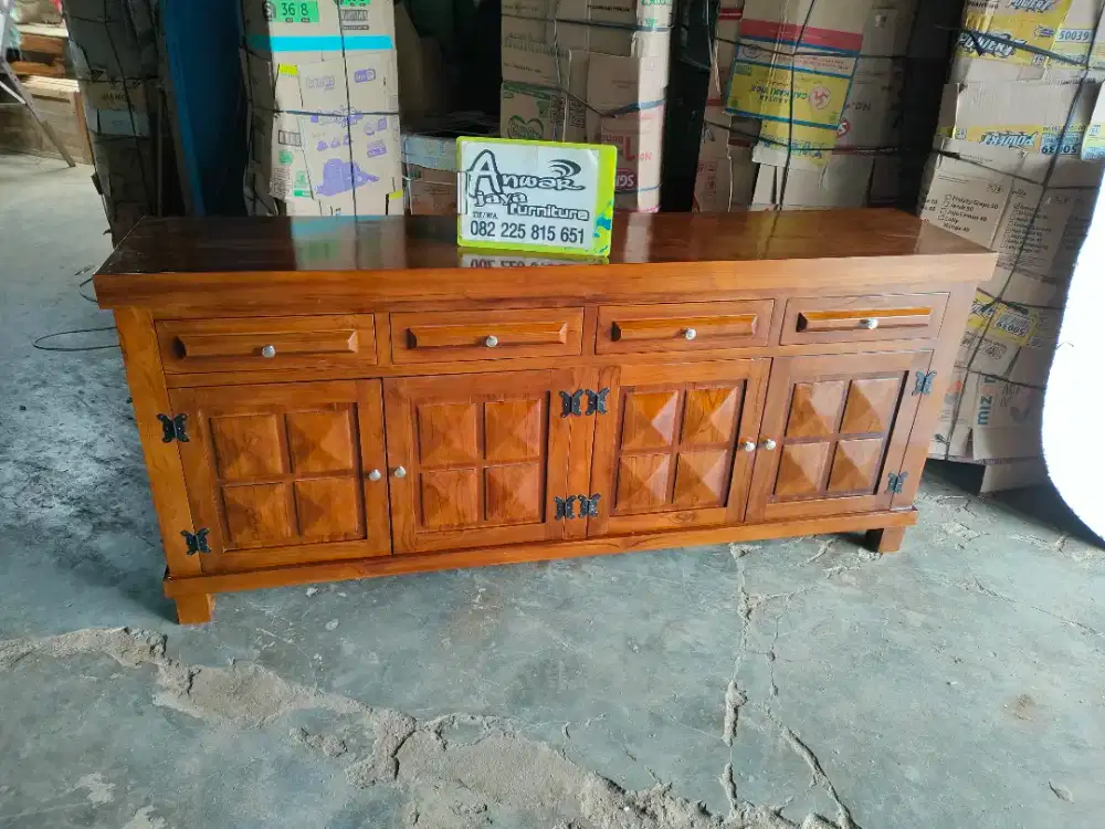 Bufet minimalis tv full kayu jati