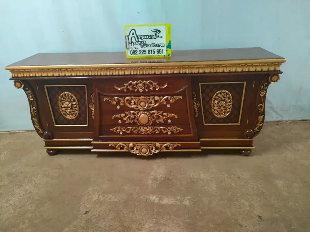Bufet TV ukir terbaru full kayu jati