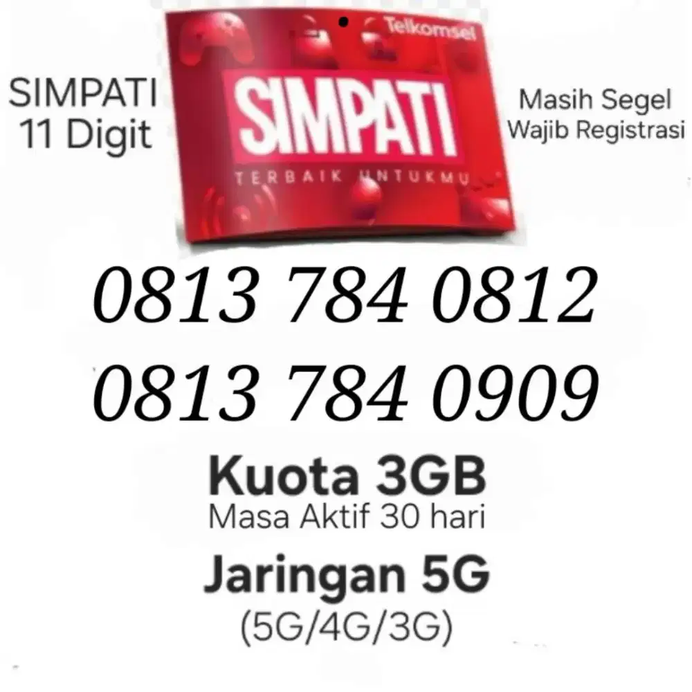 Nomor Cantik Simpati 11 Digit Telkomsel BUKAN hp Samsung Xiaomi IPhone
