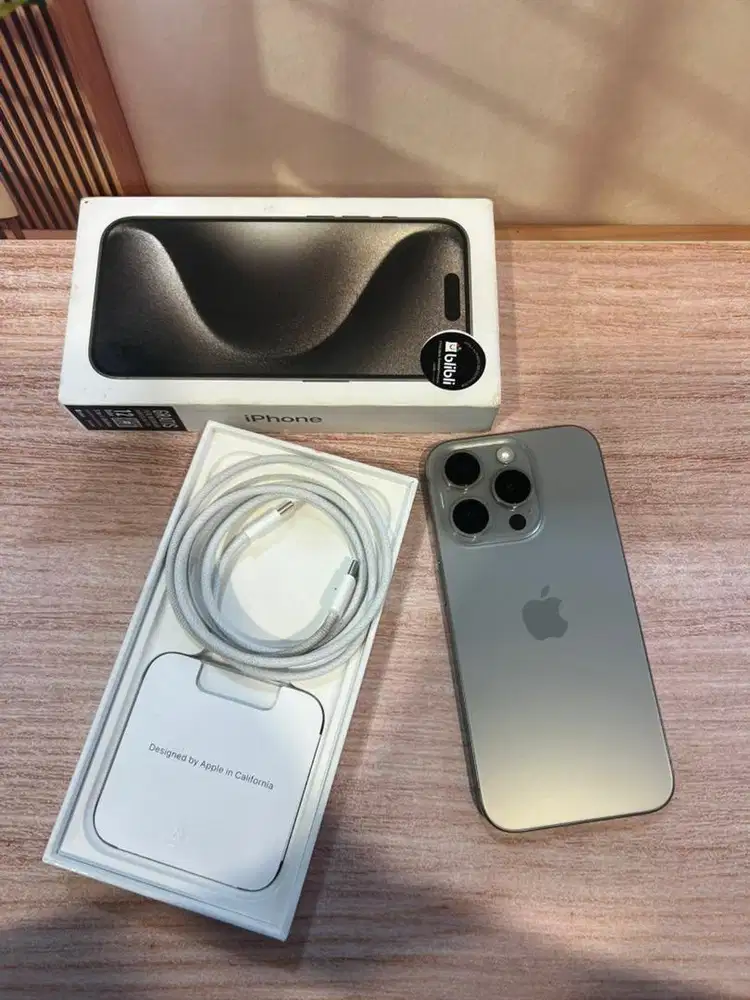iPhonr 15 Pro 128GB Natural T Ex iBox BH 88% Lengkap