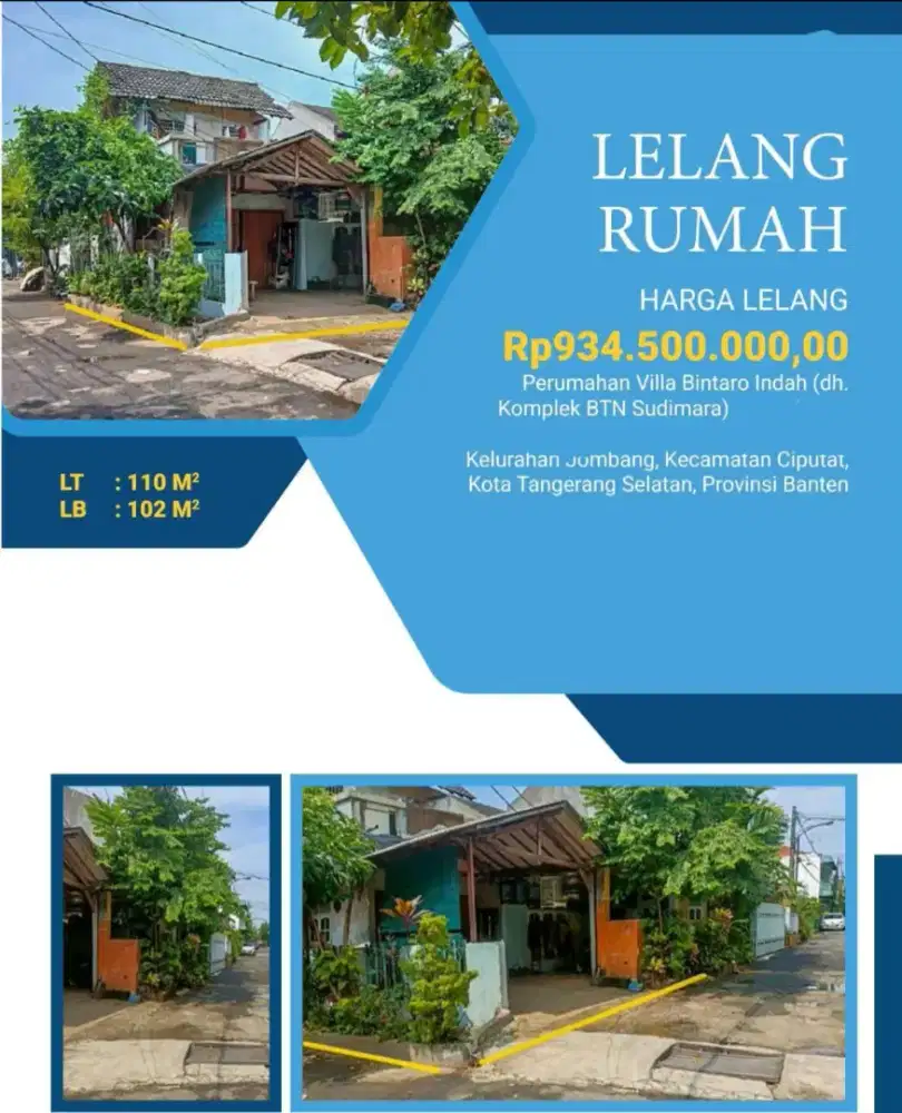 Dijual Rumah Villa Bintaro Indah Jombang Ciputat