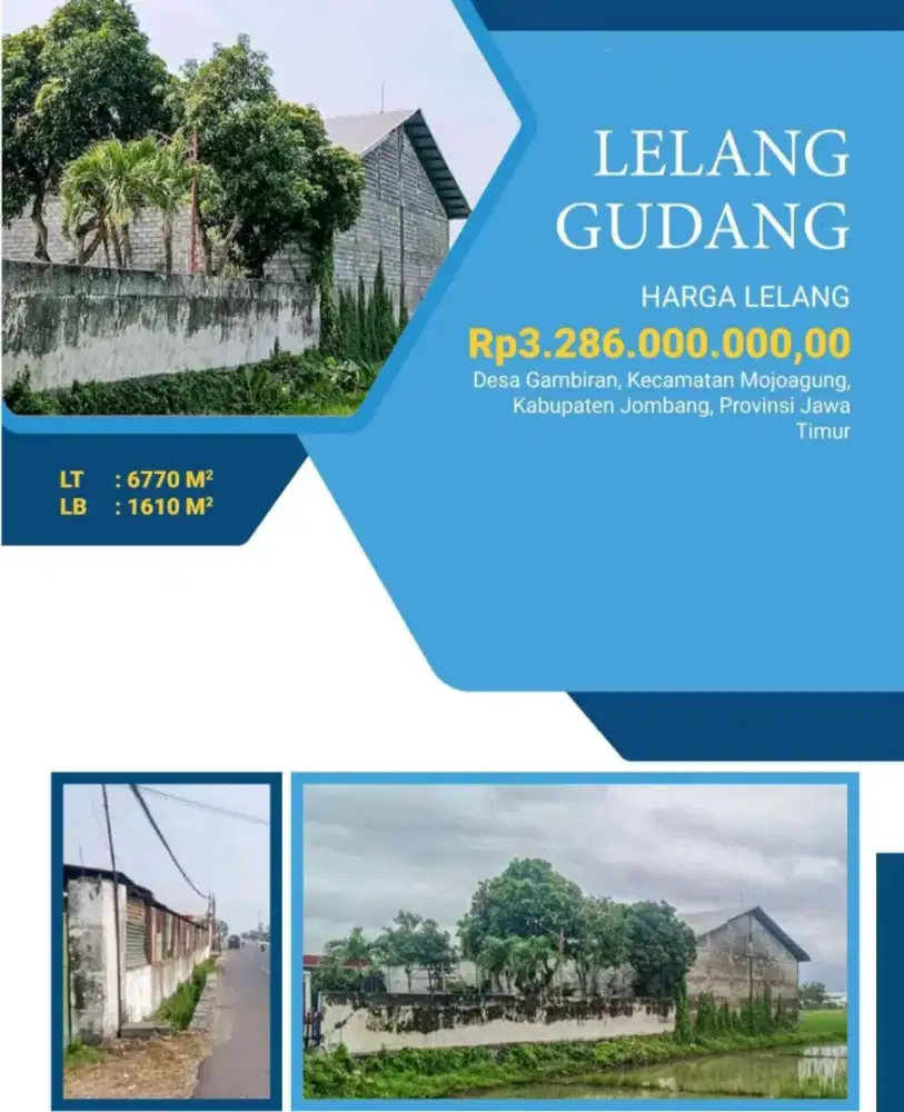 Dijual Gudang Desa Gambiran Mojoagung Jombang