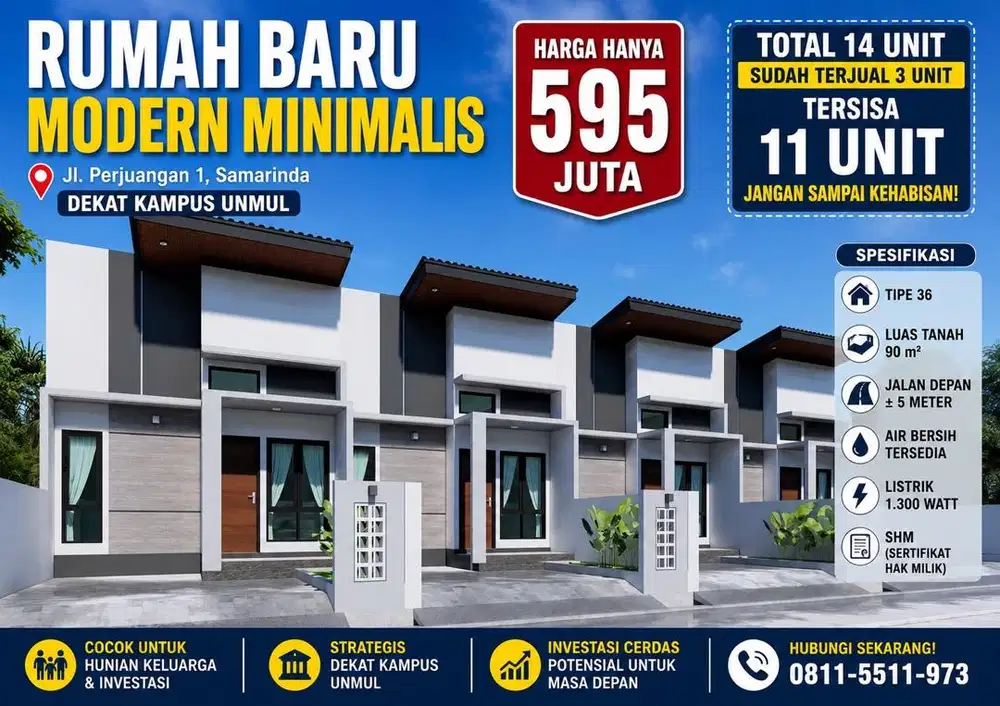 RUMAH MODERN MINIMALIS DEKAT KAMPUS UNMUL