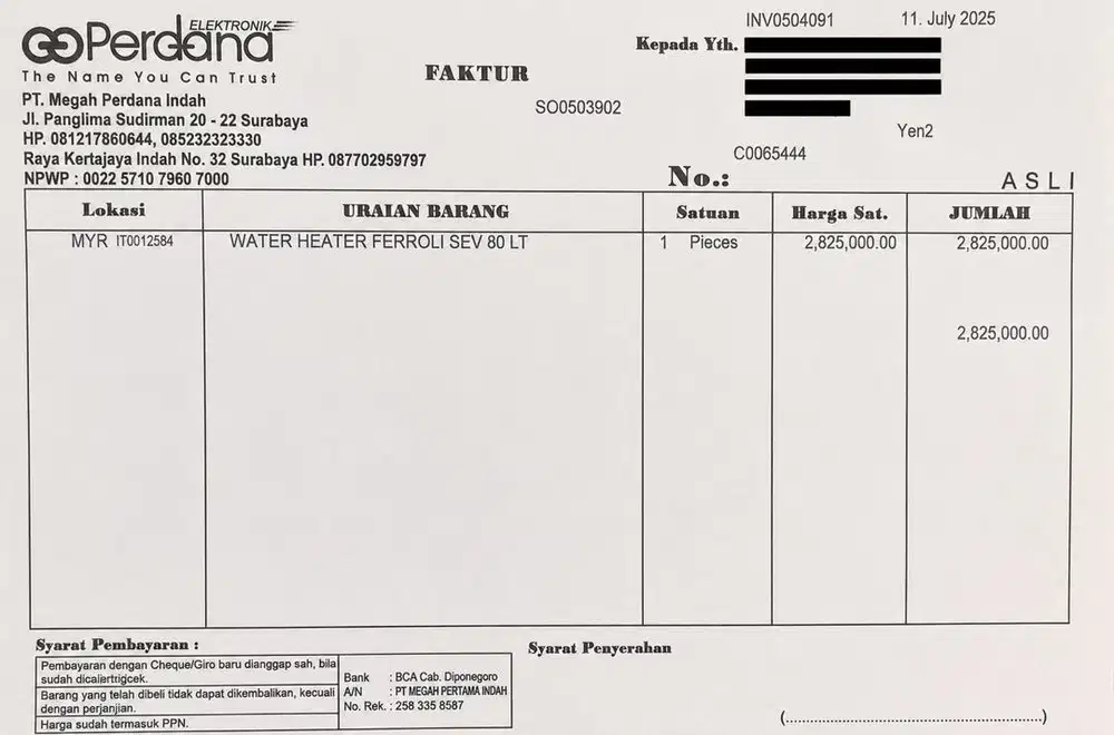 Waterheater Ferroli 80 Liter