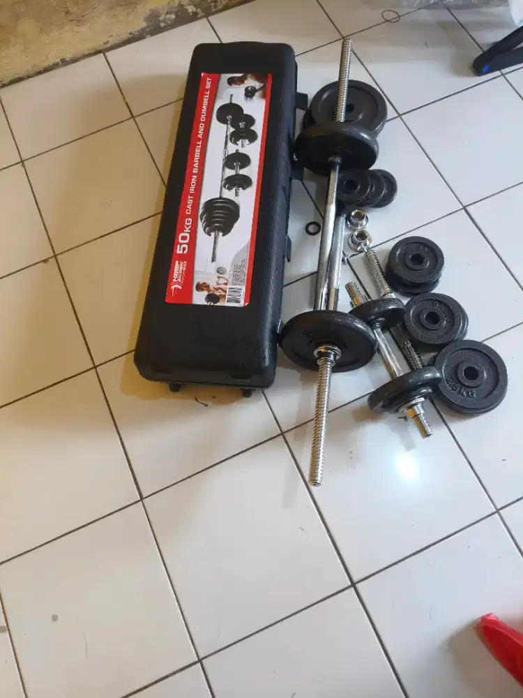 SET DUMBEL BARBEL 50 KG BLACK STELL