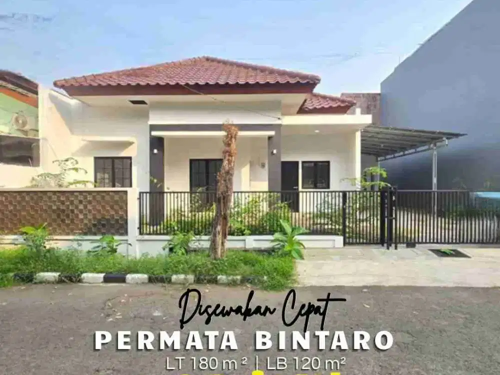 DISEWAKAN RUMAH DI PERMATA BINTARO, SATU LANTAI BRAND NEW DEKAT MASJID
