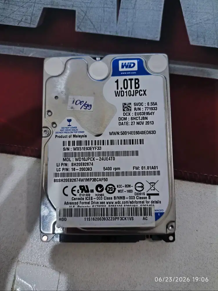 WD Western Disk Blue HDD 1TB Hardisk 1TB Internal Laptop Harddisk 1TB