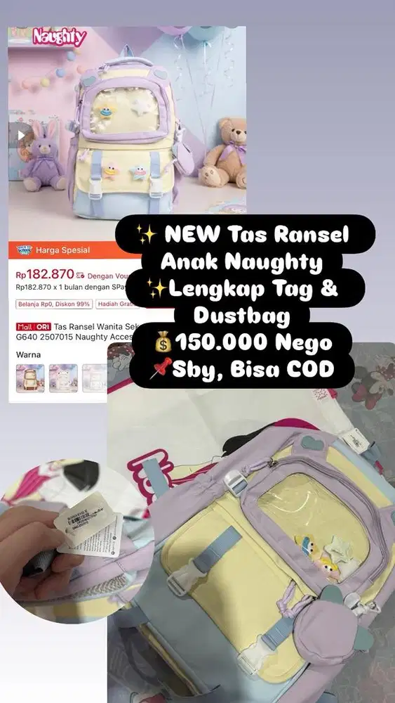 NEW tas ransel anak naughty