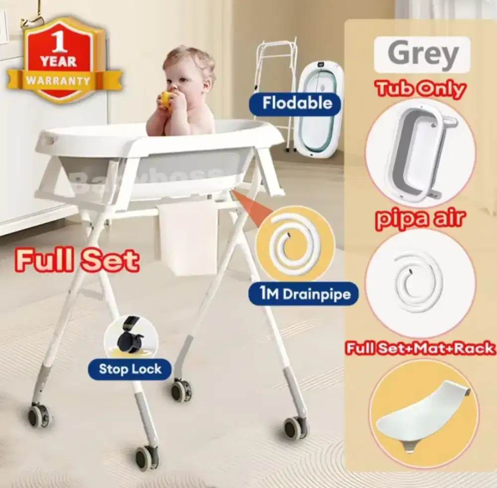 bak mandi bayi berdiri lipat besi