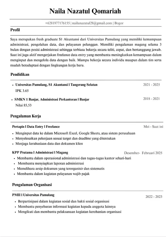 OPEN TO WORK (Mencari Posisi Front Office/Admin/Secretary)
