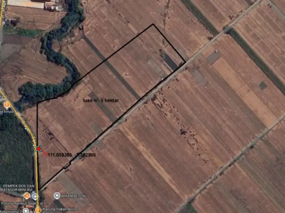 Dijual Lahan Zona Industri Lokasi Strategis Ngrampal,Sragen Luas 5,7 Ha