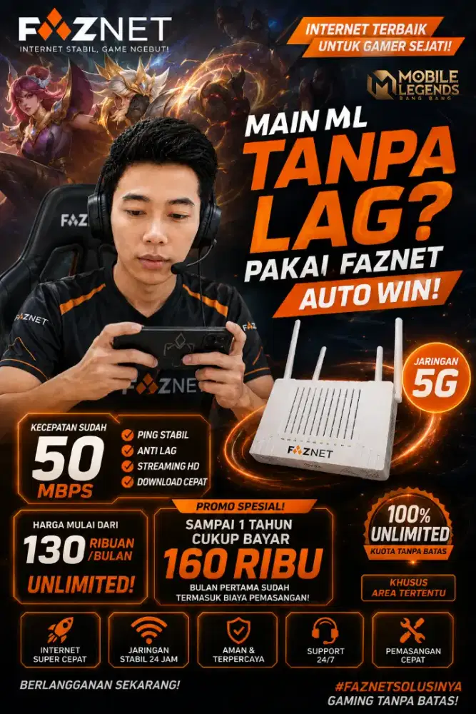 Pasang wifi FAZNET harga mulai dari 130 ribuan