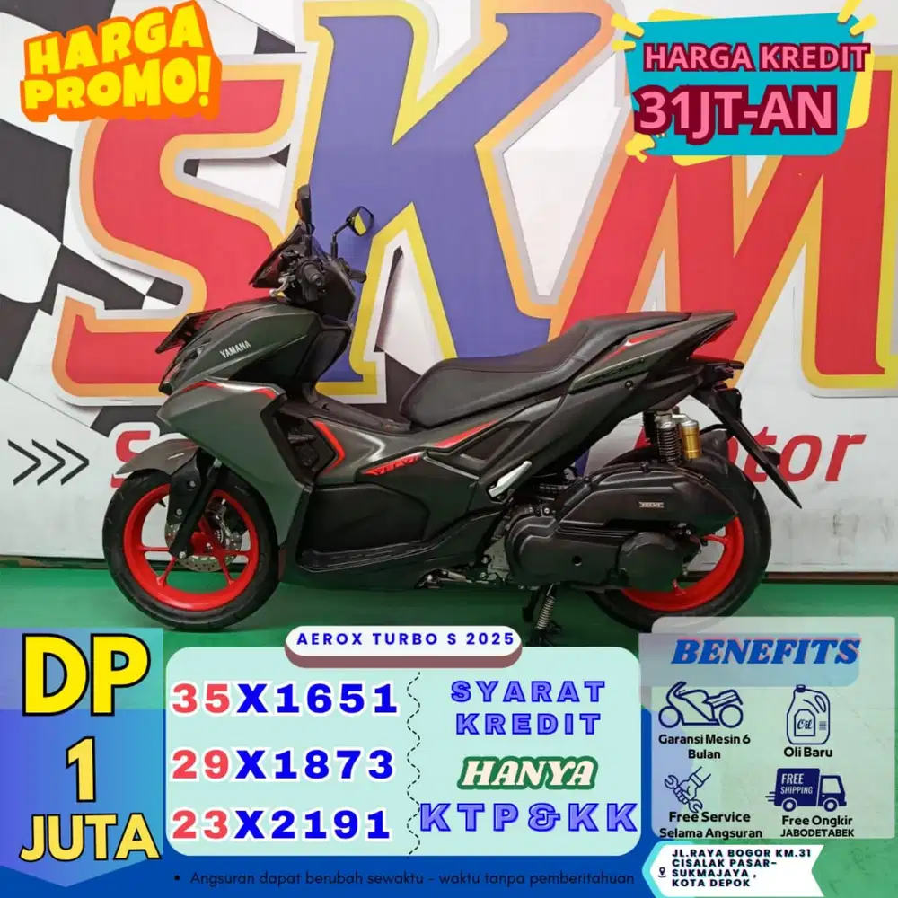 ( aerox tahun 2025 DP:1juta servis gratis selama angsuran cash credit