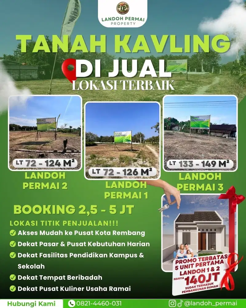 PROMO JUNI CANTIK - KAVLING KOSONG - SIAP BANGUN - LANDOH PERMAI