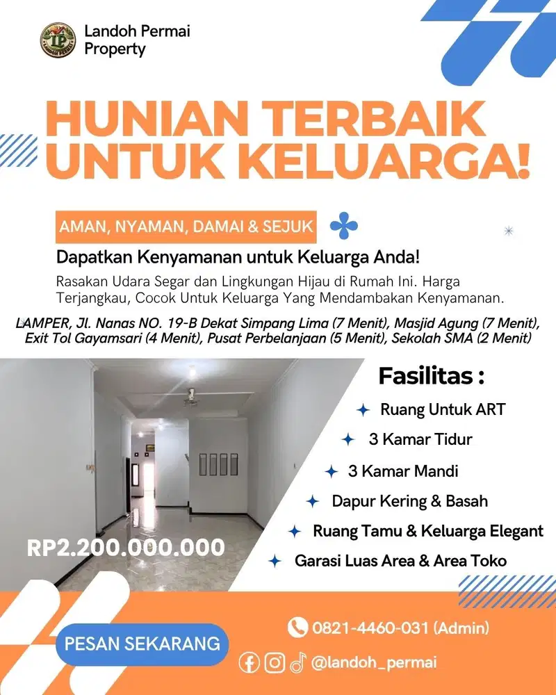 DIJUAL - HUNIAN EKSKLUSIF SERBA LENGKAP - DI LAMPER - TENGAH SEMARANG
