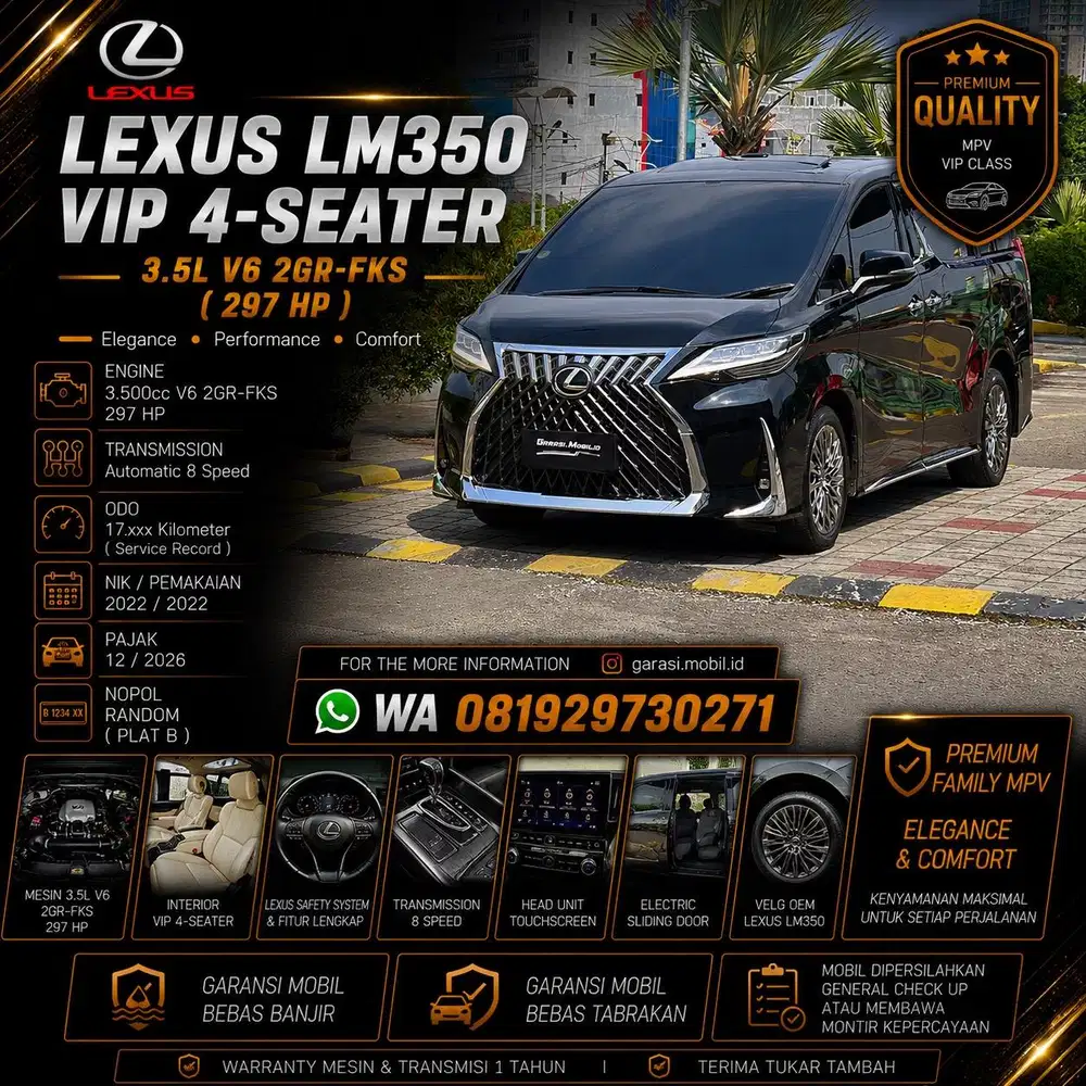 Lexus LM350 VIP 4 Seater 2022 / Odo 17rbu Kilometer