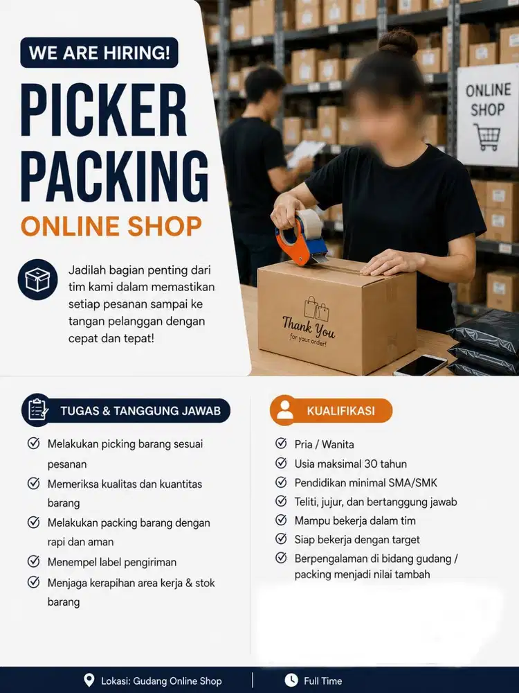 STAFF PACKING dan PICKER ONLINE SHOP